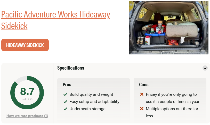 GearJunkie Reviews the Hideaway Sidekick Sleeping Platform