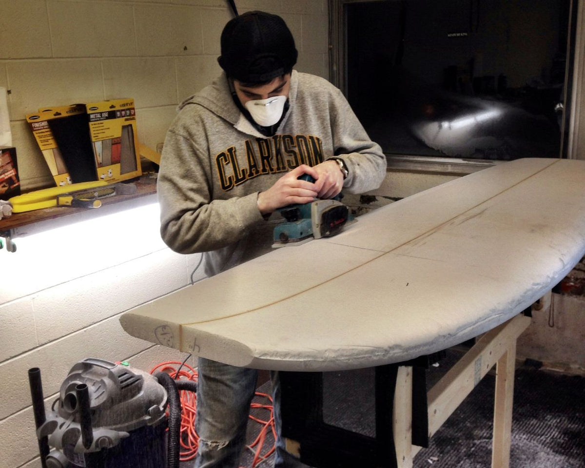 reed frick shaping his first surfboard