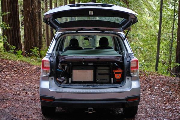 subaru forester with exped megamat duo 10 M and pacific adventure works hideaway sleeping platform